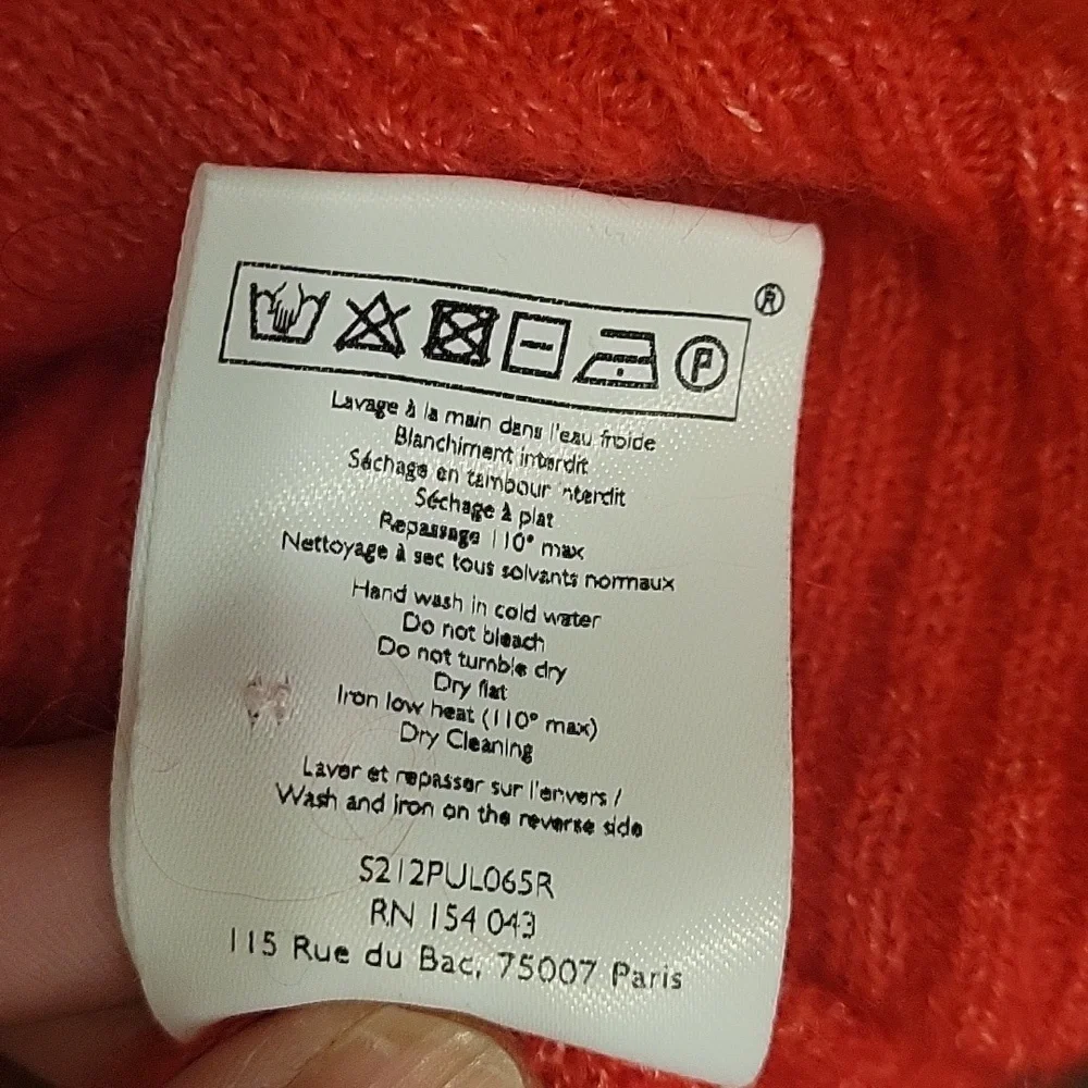 Sezane Red Crewneck Button-Front Sweater - Picture 7 of 9